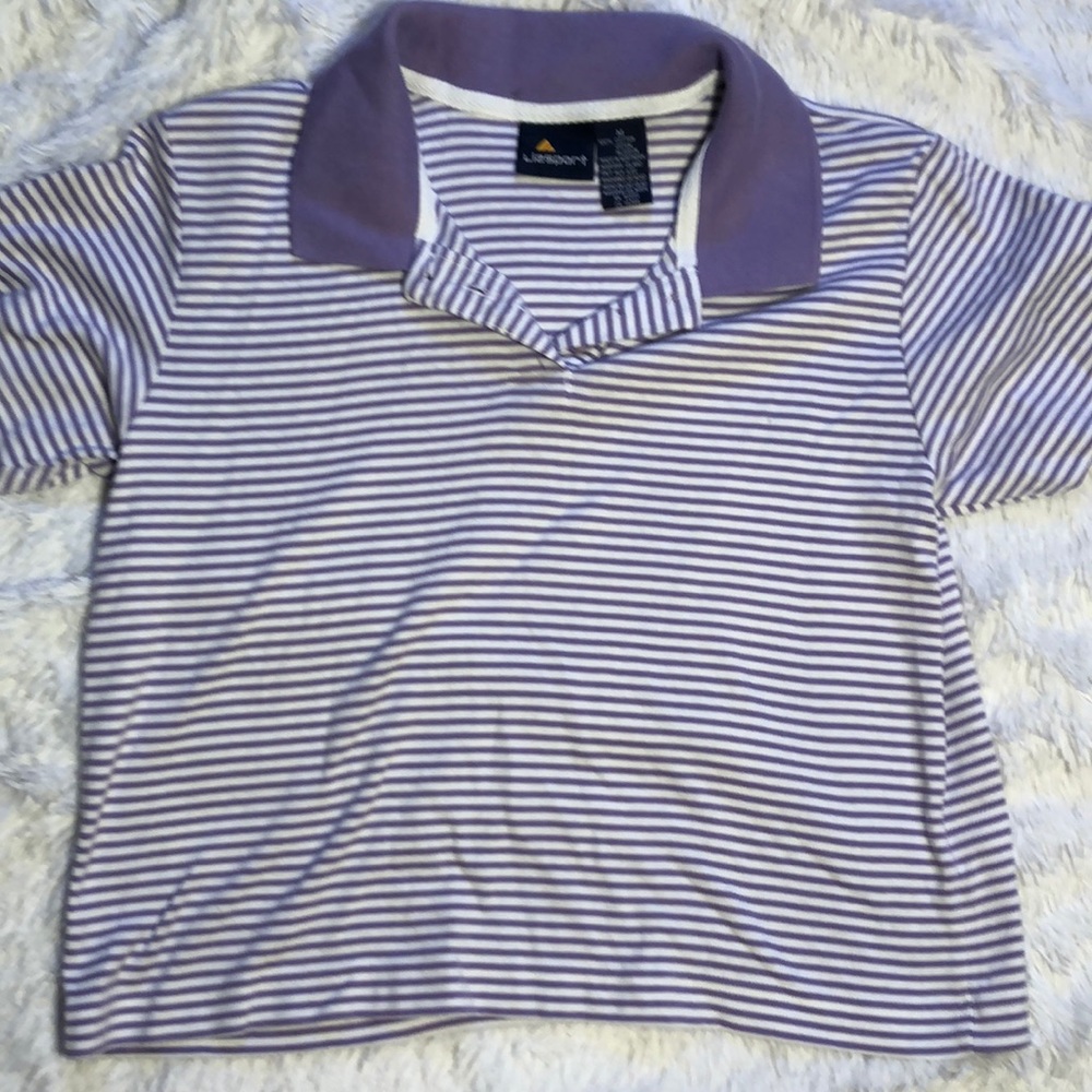 Cropped Purple Striped LizSport Polo